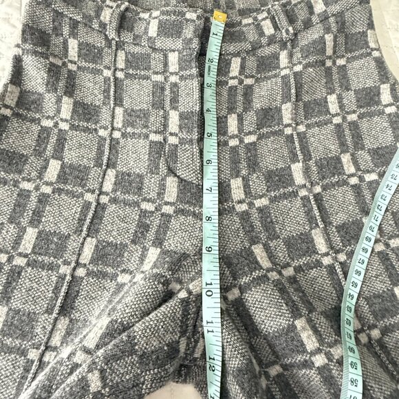 Naadam Women's Grey Plaid Wool-Cashmere Wide-Leg Pants, S - Picture 9 of 11